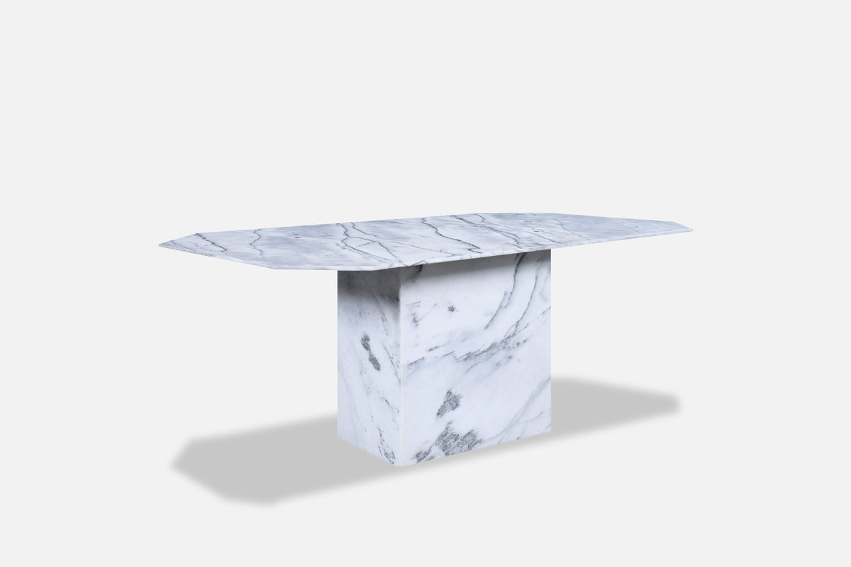 Vintage Italian Bianco Carrara Marble Dining Table, 1970s