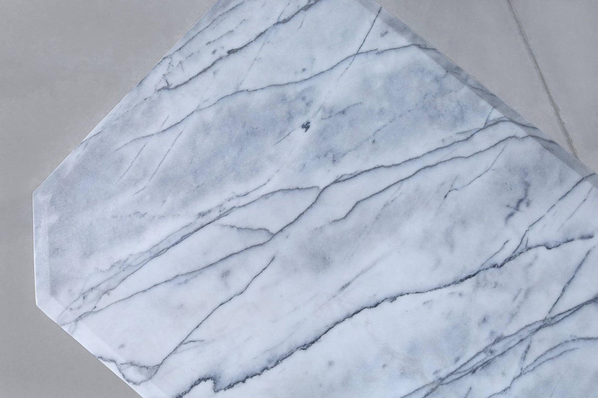 Vintage Italian Bianco Carrara Marble Dining Table, 1970s