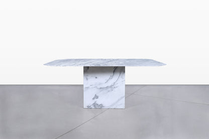 Vintage Italian Bianco Carrara Marble Dining Table, 1970s