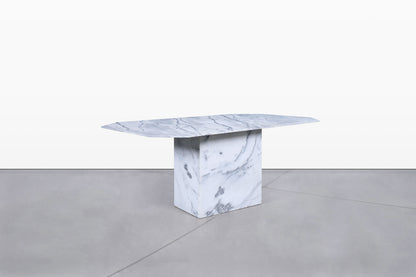 Vintage Italian Bianco Carrara Marble Dining Table, 1970s