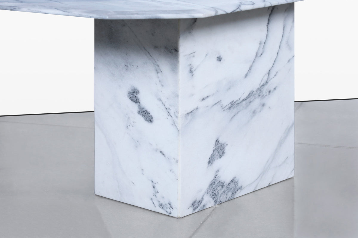 Vintage Italian Bianco Carrara Marble Dining Table, 1970s