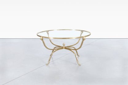 Vintage Italian Brass Lion Heads Coffee Table