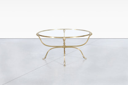 Vintage Italian Brass Lion Heads Coffee Table