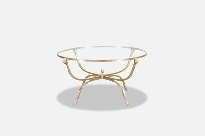 Vintage Italian Brass Lion Heads Coffee Table