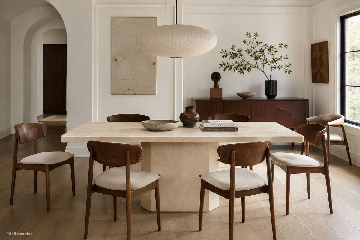 Vintage Italian Modern Botticino Marble Dining Table, 1970s
