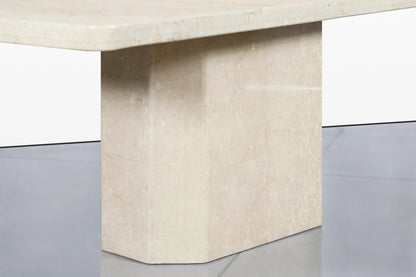 Vintage Italian Modern Botticino Marble Dining Table, 1970s