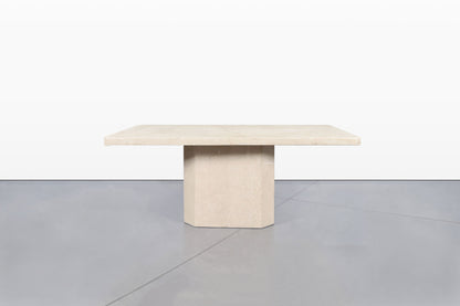 Vintage Italian Modern Botticino Marble Dining Table, 1970s