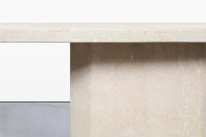 Vintage Italian Modern Botticino Marble Dining Table, 1970s