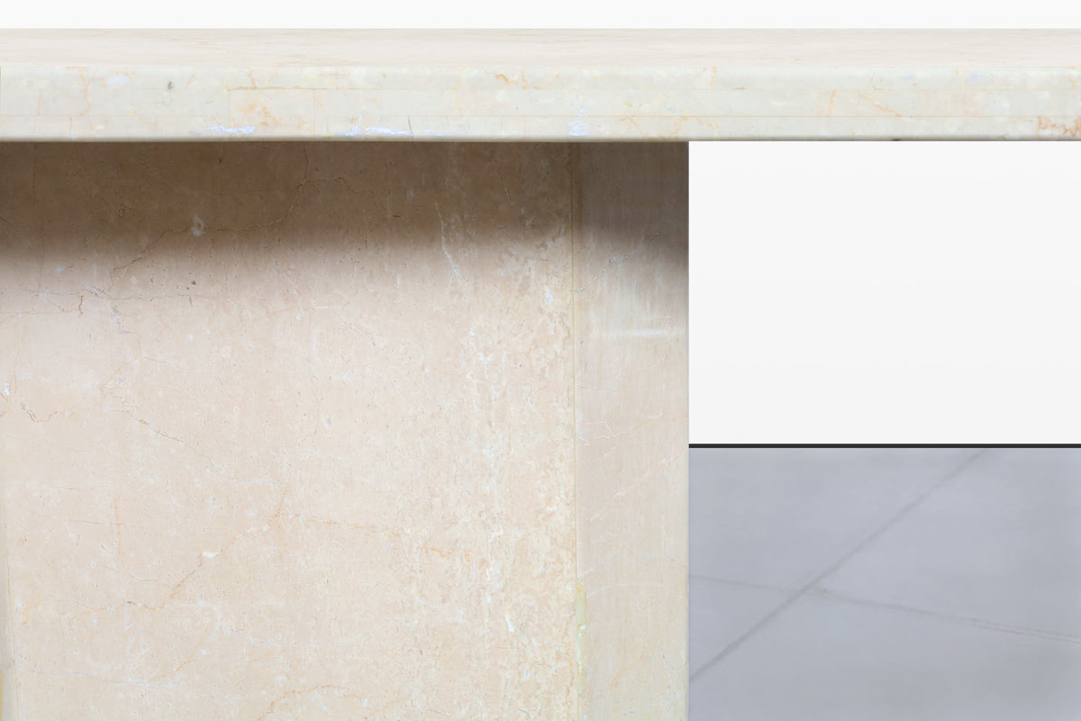 Vintage Italian Modern Botticino Marble Dining Table, 1970s