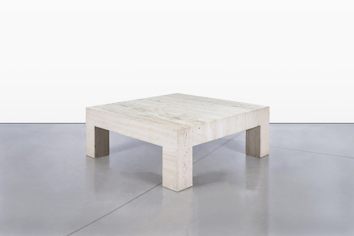 Vintage Italian Modern Sculptural Travertine Coffee Table, 1970s
