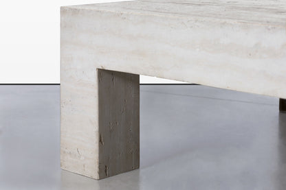Vintage Italian Modern Sculptural Travertine Coffee Table, 1970s