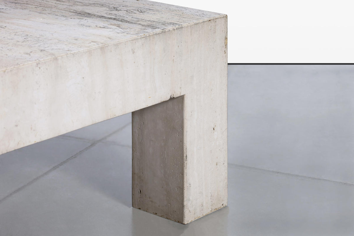 Vintage Italian Modern Sculptural Travertine Coffee Table, 1970s