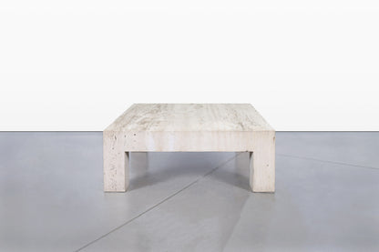 Vintage Italian Modern Sculptural Travertine Coffee Table, 1970s