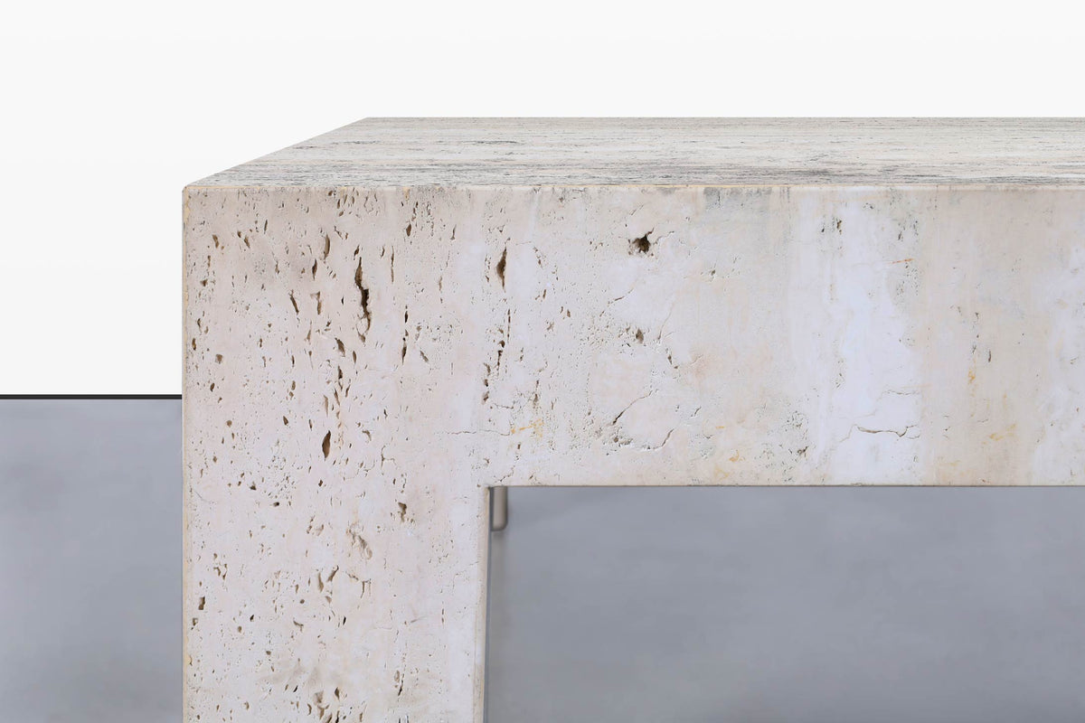 Vintage Italian Modern Sculptural Travertine Coffee Table, 1970s