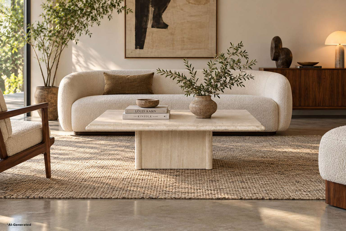 Vintage Italian Modern Travertine Coffee Tables with Bullnose Edge, 1980s