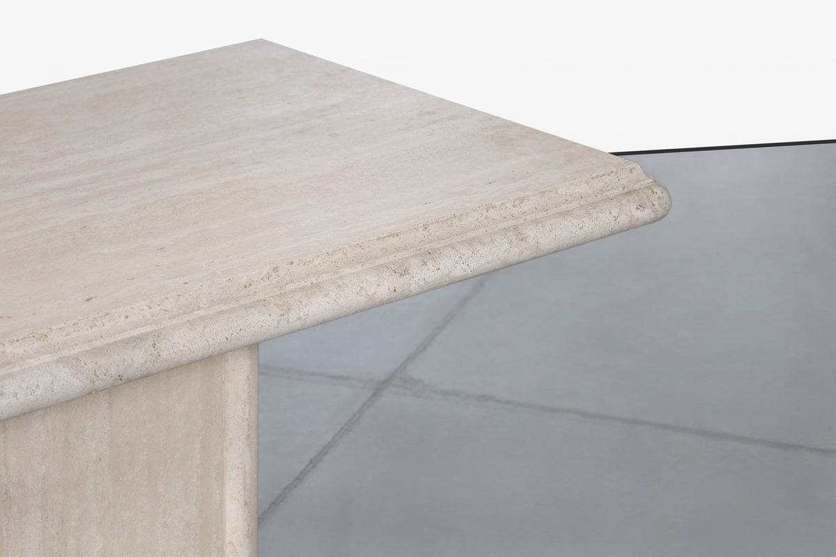 Vintage Italian Modern Travertine Coffee Tables with Bullnose Edge, 1980s