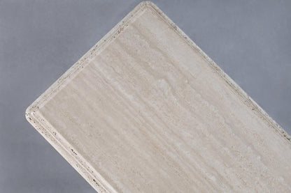 Vintage Italian Postmodern Bullnose Edge Travertine Console Table