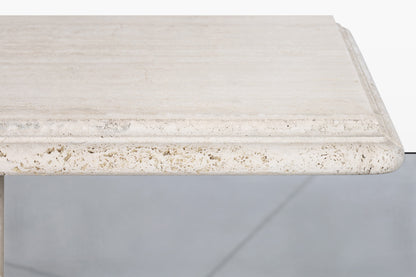 Vintage Italian Postmodern Bullnose Edge Travertine Console Table