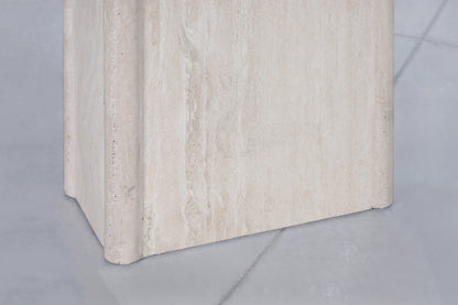 Vintage Italian Postmodern Bullnose Edge Travertine Console Table