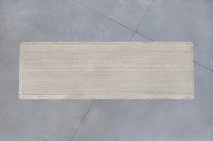 Vintage Italian Postmodern Bullnose Edge Travertine Console Table