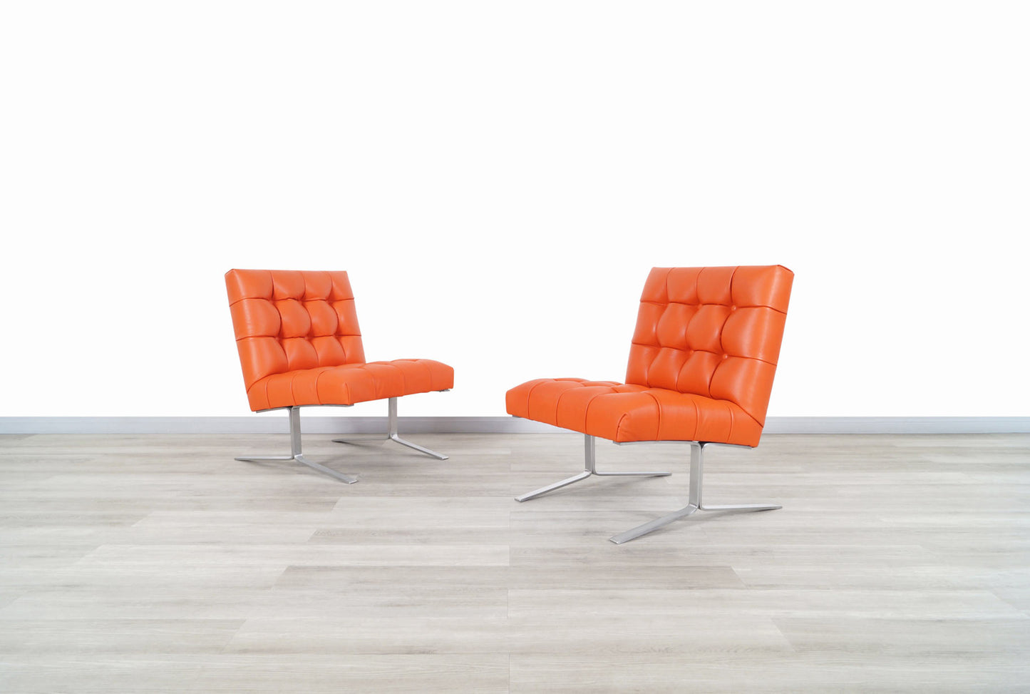 Vintage Leather Slipper Lounge Chairs