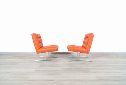 Vintage Leather Slipper Lounge Chairs