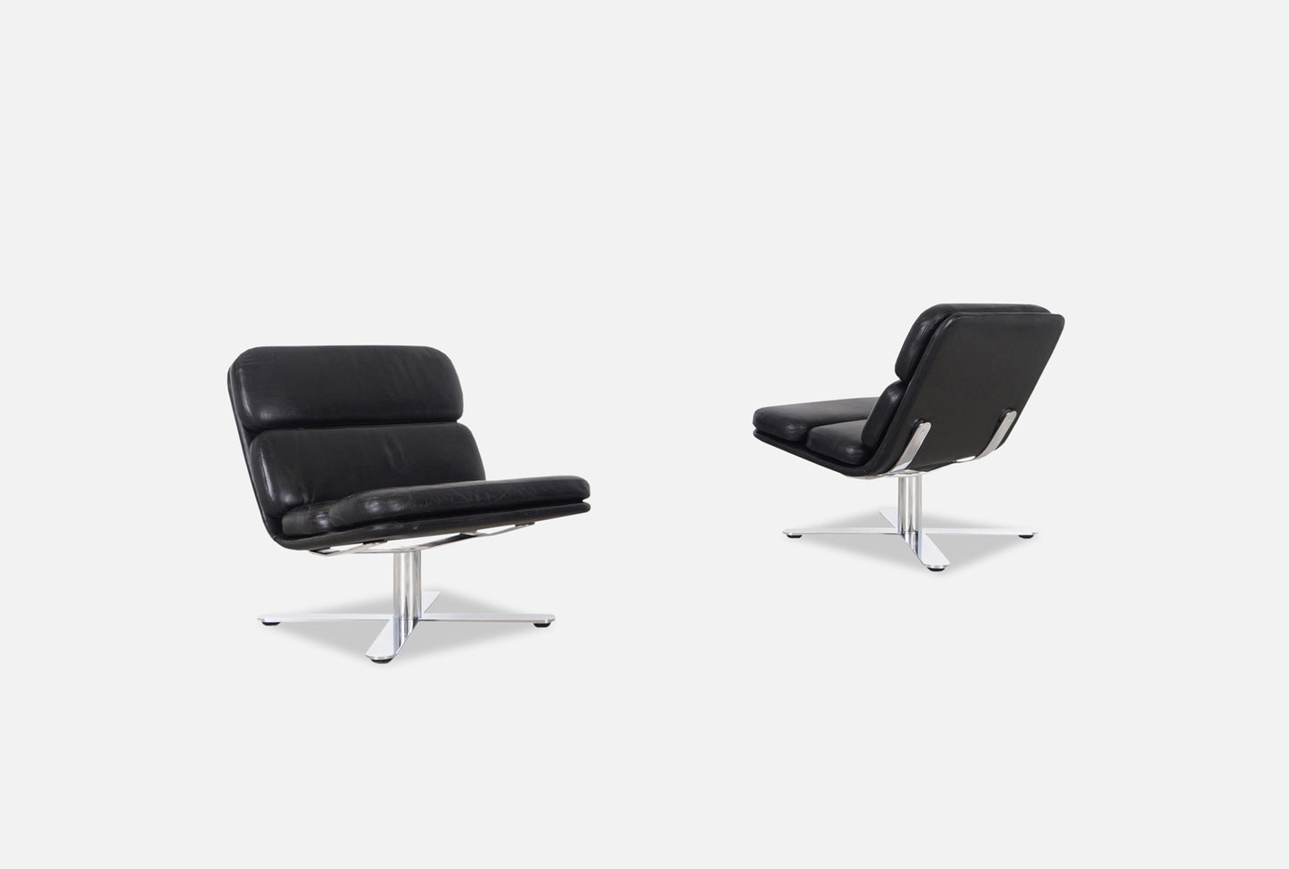 Vintage Leather "Solo" Lounge Chairs by John Follis for Fortress