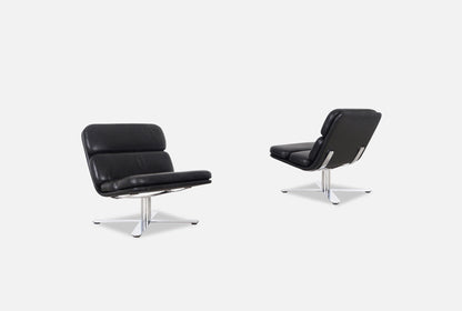 Vintage Leather "Solo" Lounge Chairs by John Follis for Fortress