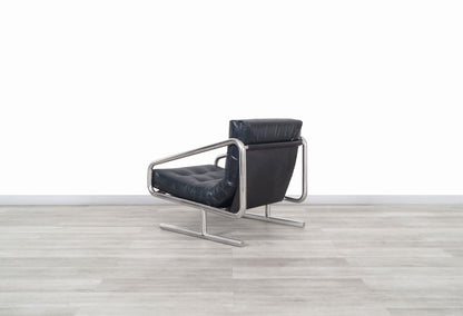 Mid-Century Modern Leather and Aluminum Lounge Chairs