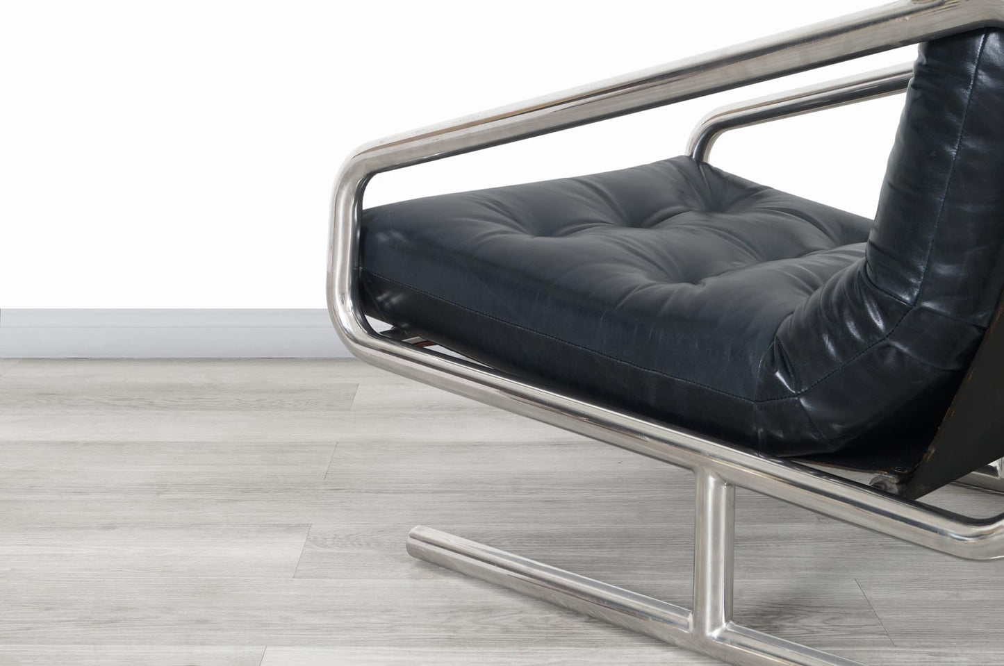 Mid-Century Modern Leather and Aluminum Lounge Chairs