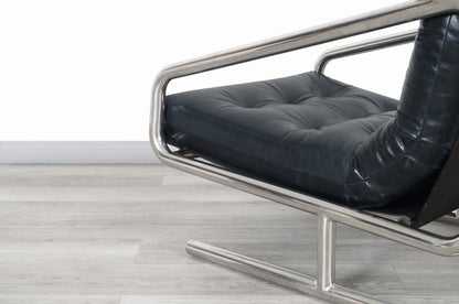 Mid-Century Modern Leather and Aluminum Lounge Chairs