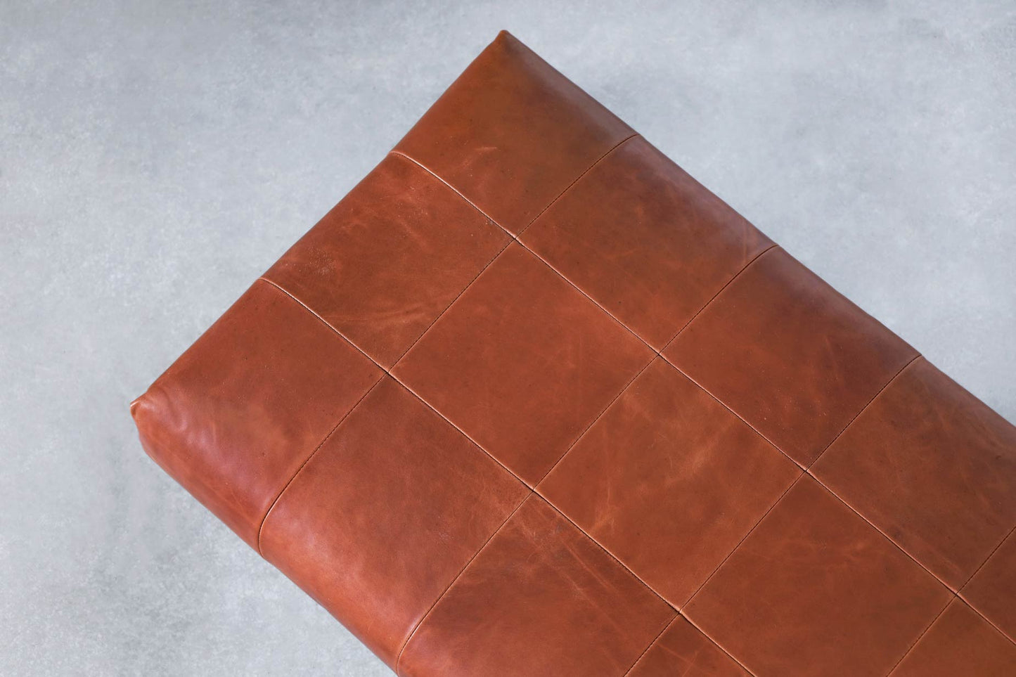 Vintage Leather and Brass Bench