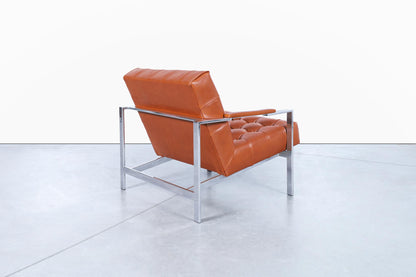 Mid-Century Leather and Chrome Lounge Chairs by Milo Baughman
