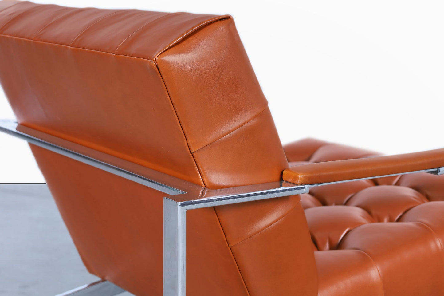 Mid-Century Leather and Chrome Lounge Chairs by Milo Baughman