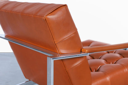 Mid-Century Leather and Chrome Lounge Chairs by Milo Baughman