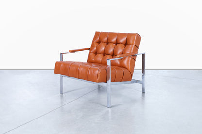 Mid-Century Leather and Chrome Lounge Chairs by Milo Baughman