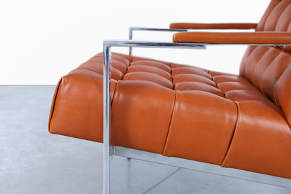 Mid-Century Leather and Chrome Lounge Chairs by Milo Baughman