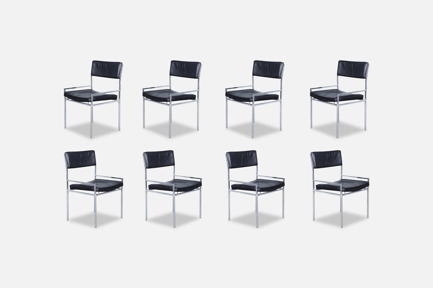 Vintage Leather and Chrome Dining Chairs by Georg Petersens