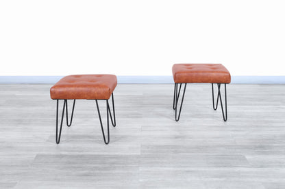 Vintage Leather and Iron Stools