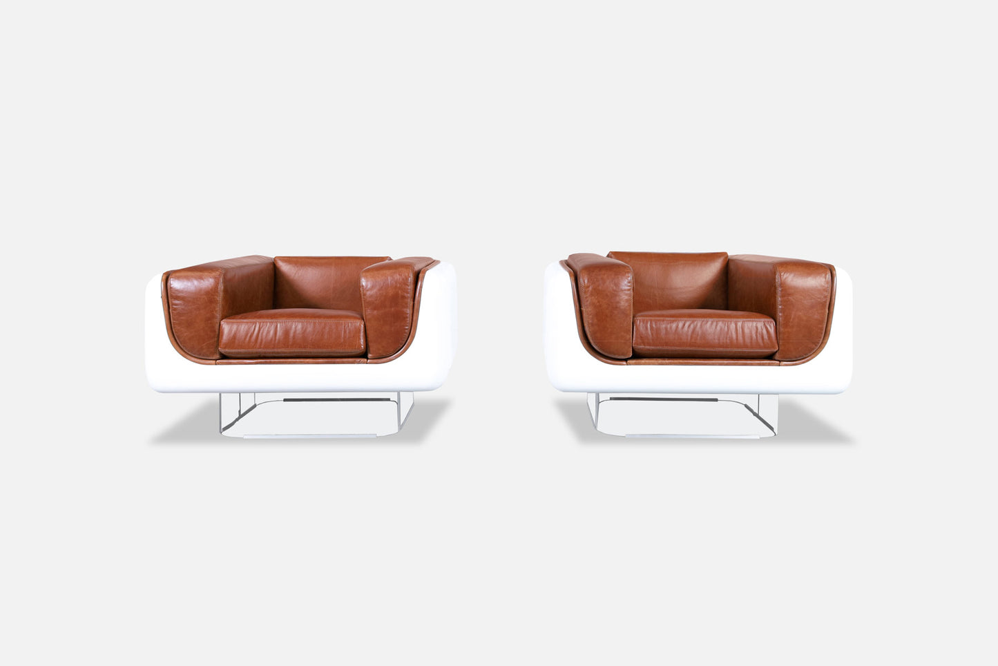 Vintage Leather and Lucite Lounge Chairs by William C. Andrus for Steelcase