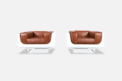 Vintage Leather and Lucite Lounge Chairs by William C. Andrus for Steelcase