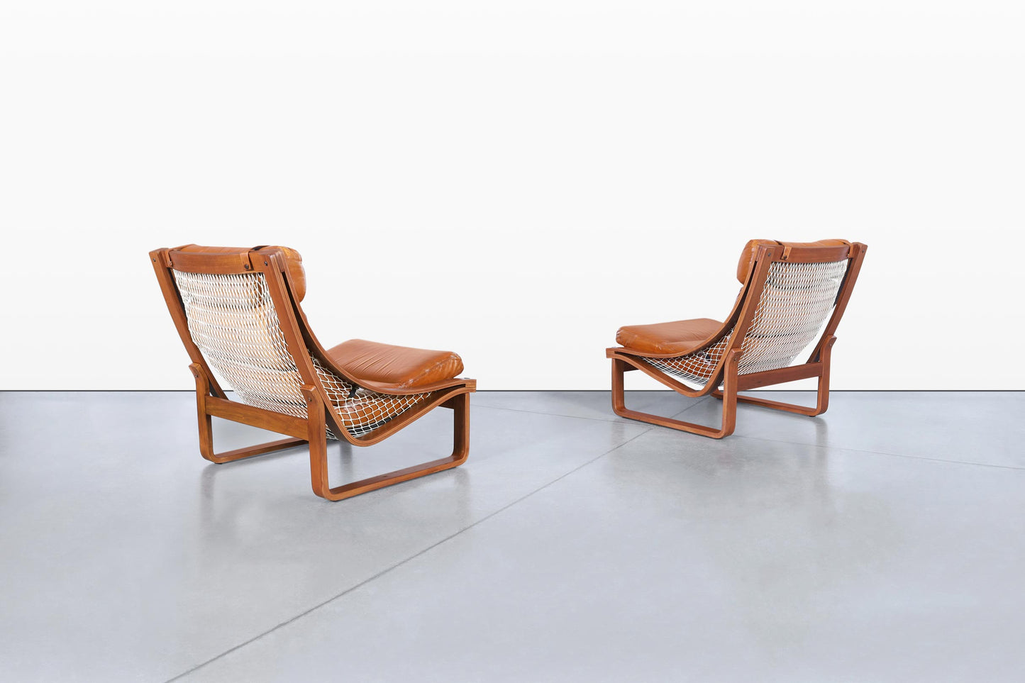 Vintage Leather and Teak T4 Lounge Chairs by Fred Lowen for Tessa