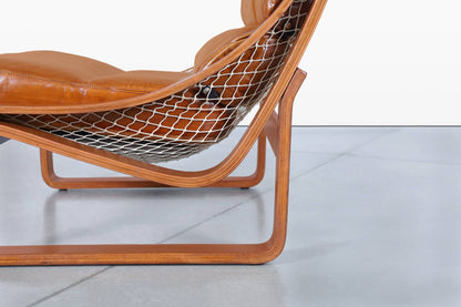 Vintage Leather and Teak T4 Lounge Chairs by Fred Lowen for Tessa
