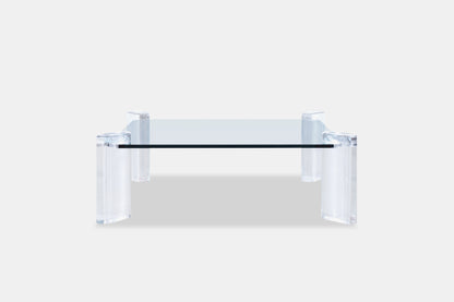 Vintage Lucite and Glass Coffee Table by Karl Springer