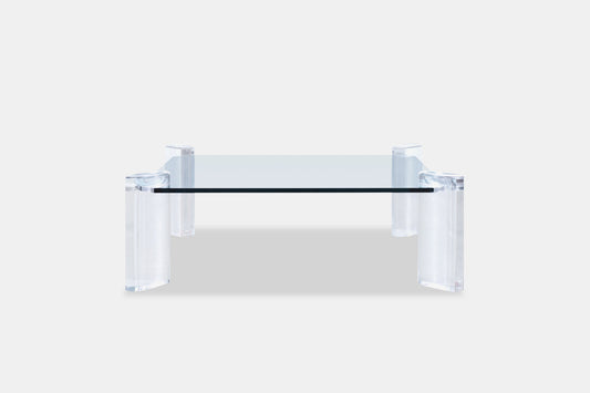 Vintage Lucite and Glass Coffee Table by Karl Springer