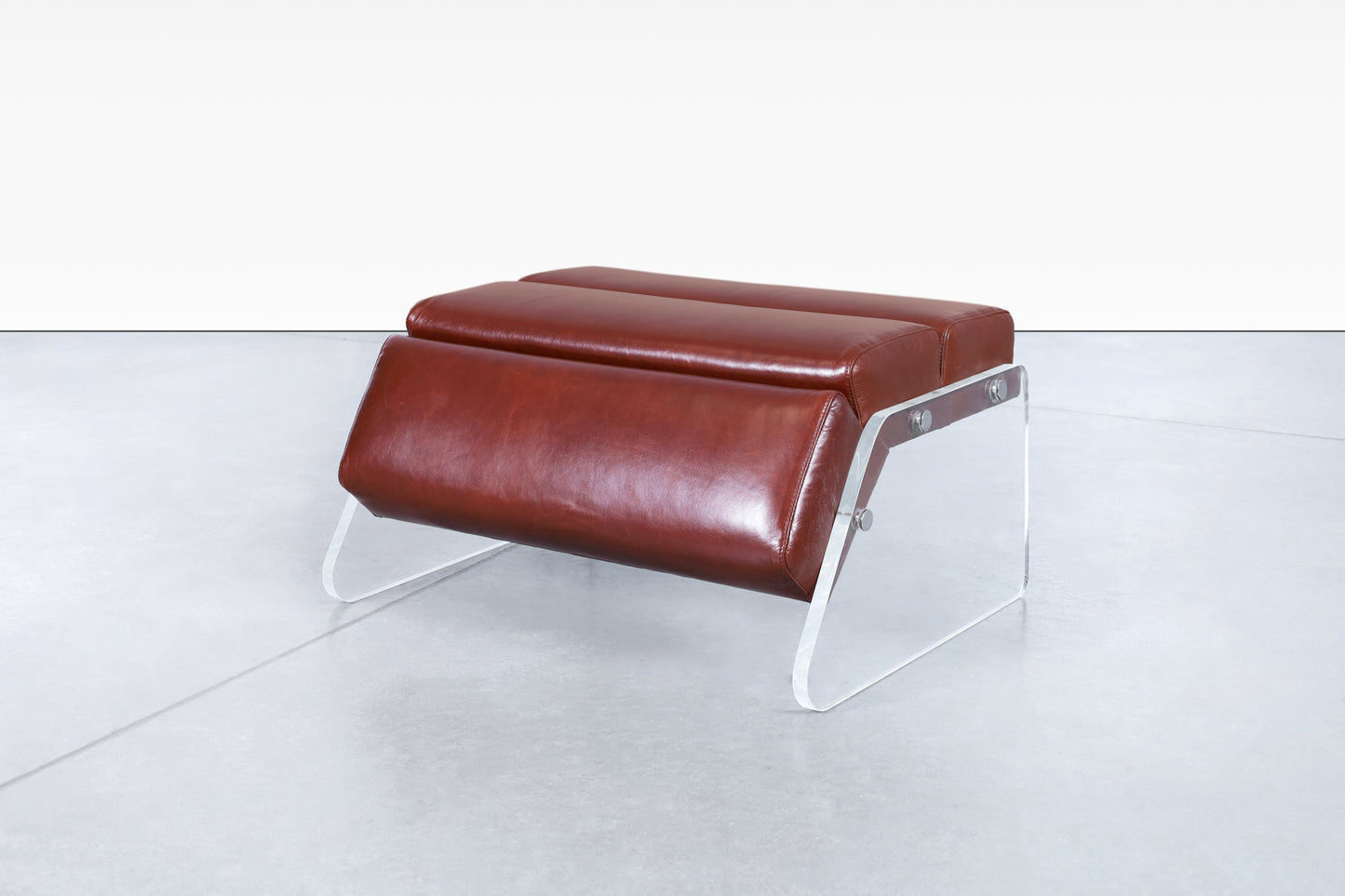 Vintage Lucite and Leather Lounge Chair and Ottoman