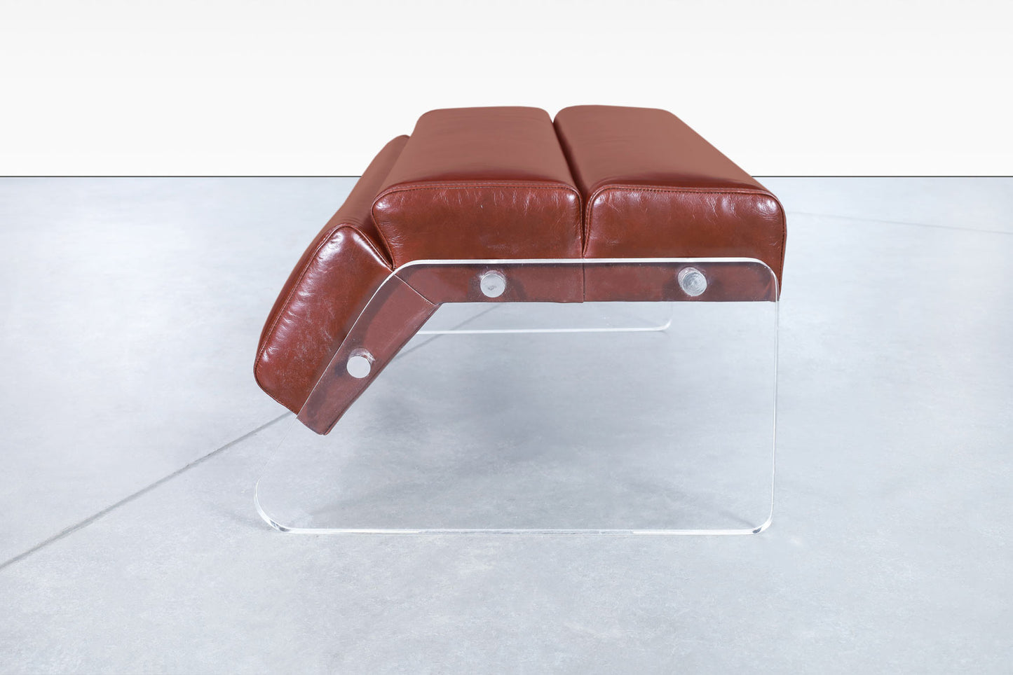 Vintage Lucite and Leather Lounge Chair and Ottoman