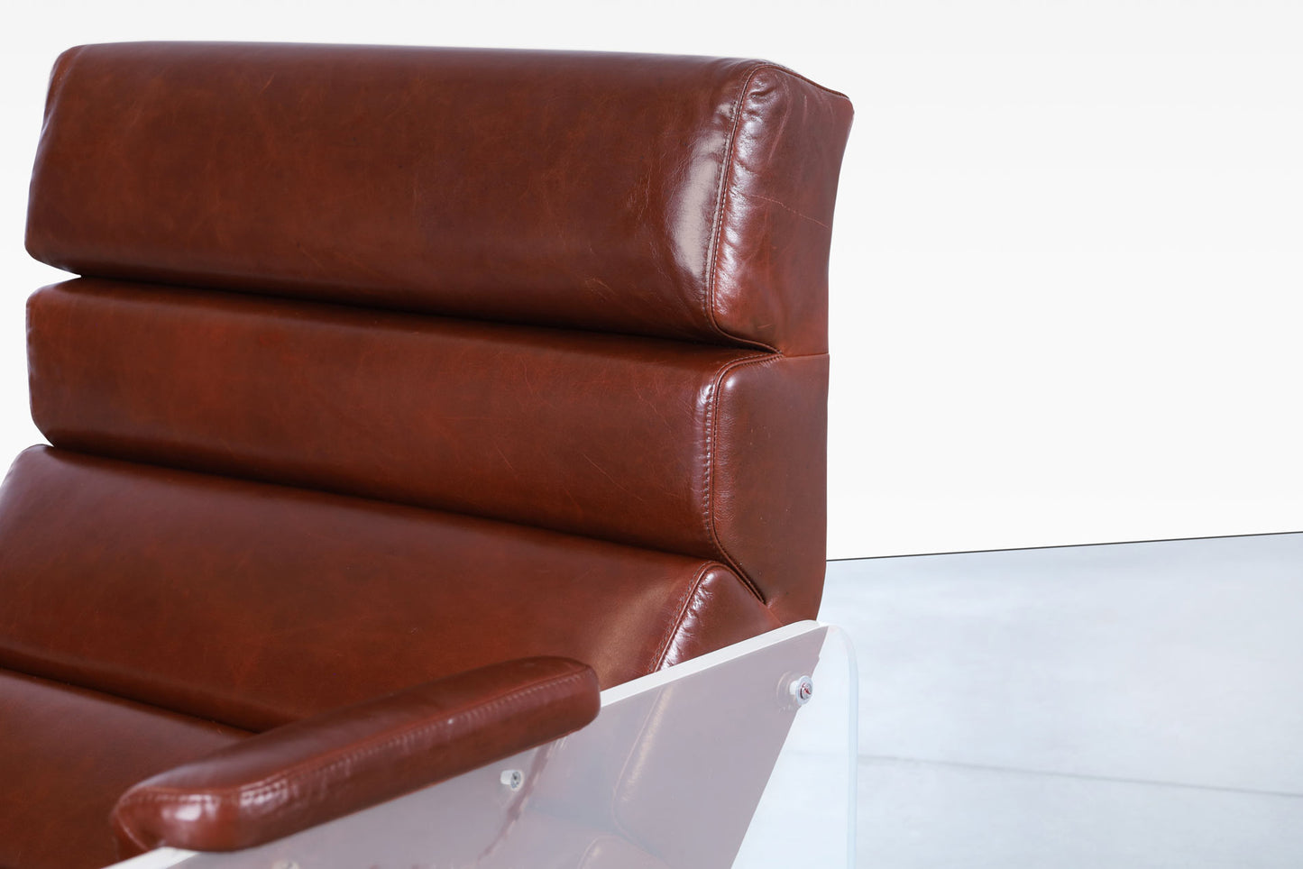 Vintage Lucite and Leather Lounge Chair and Ottoman