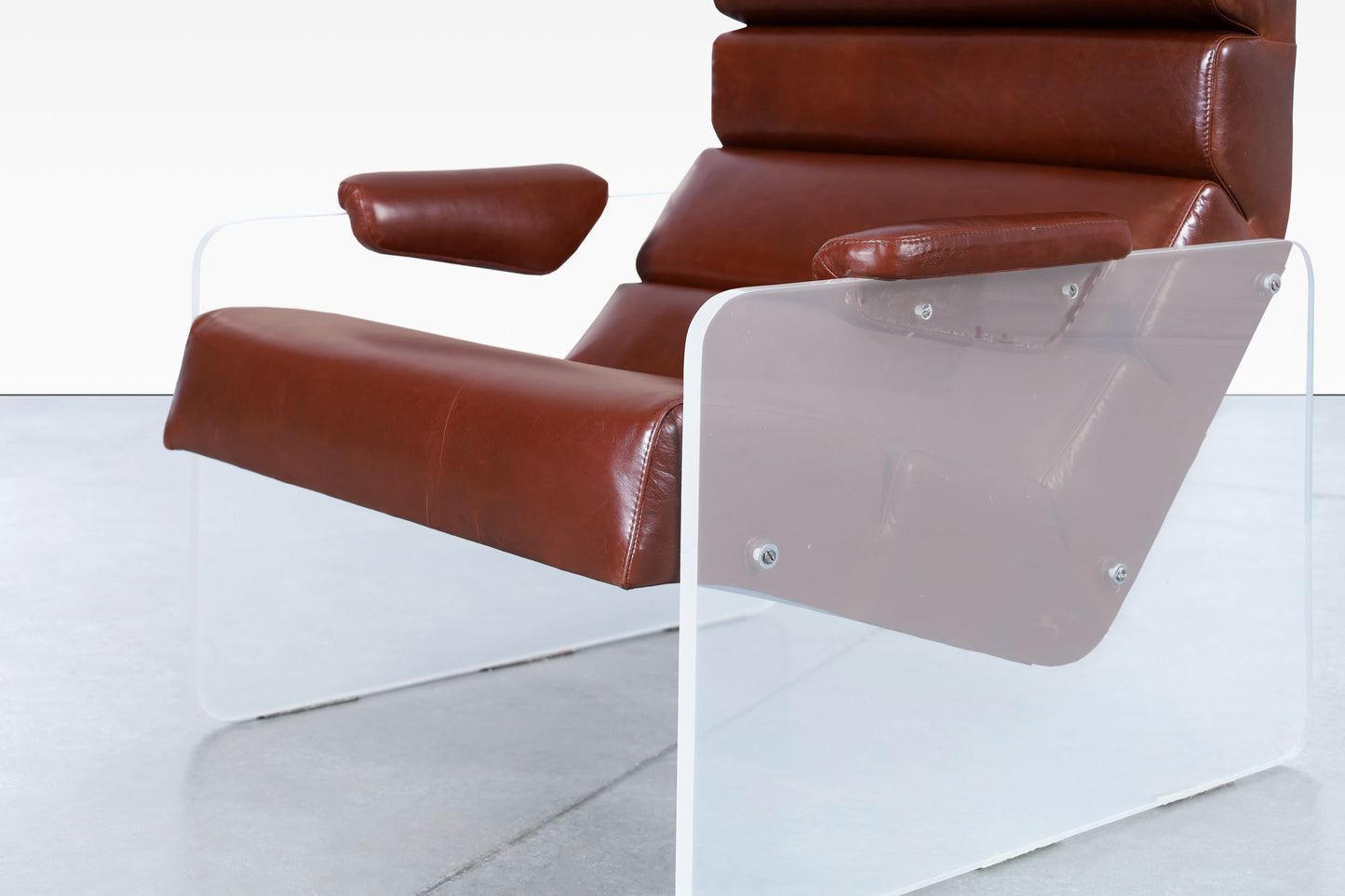 Vintage Lucite and Leather Lounge Chair and Ottoman