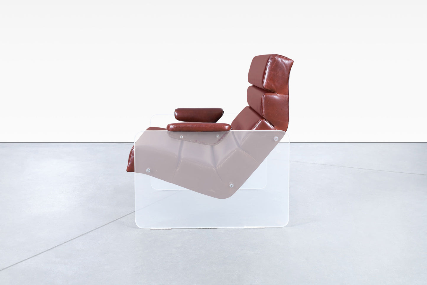 Vintage Lucite and Leather Lounge Chair and Ottoman